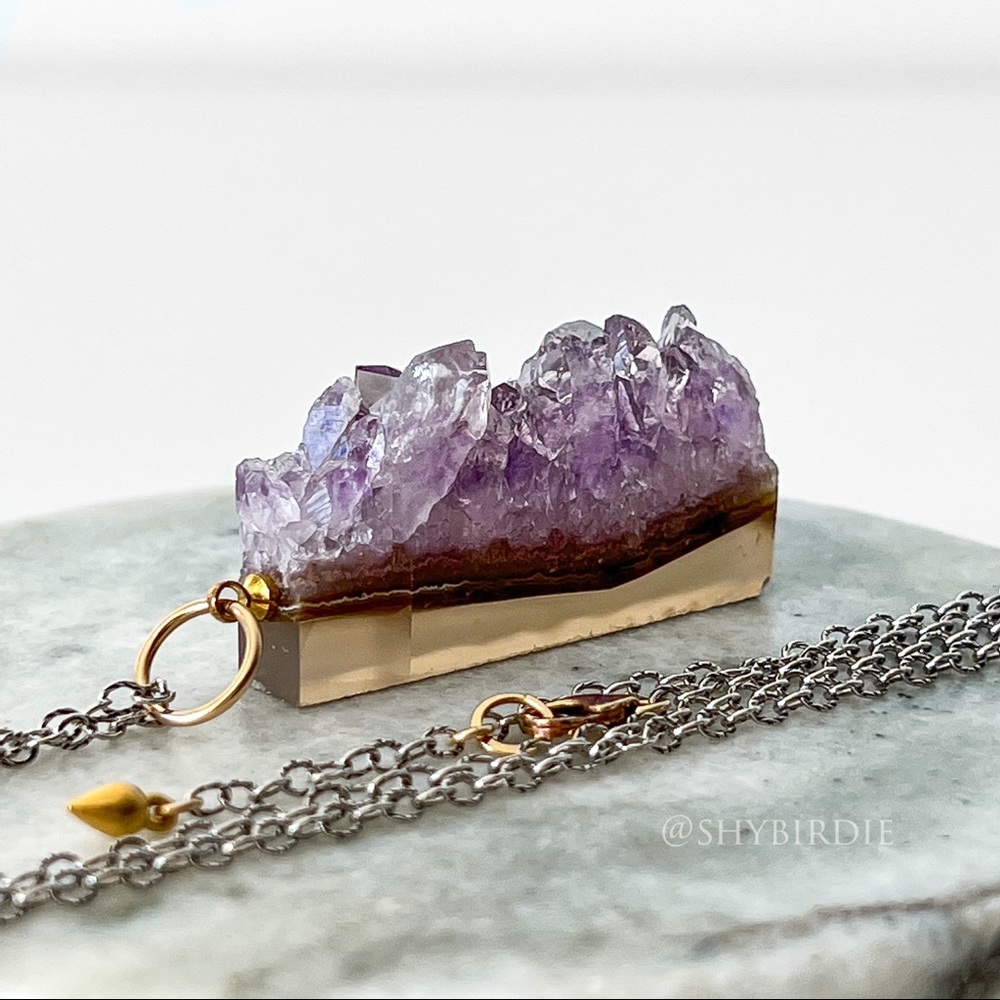 NEW Artisan Amethyst Semiprecious Gemstone Slice Pendant